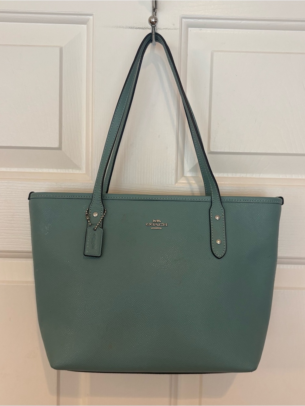 Coach City Zip Tote Seafoam Green Pebbled Leather Tote Shoulder Bag